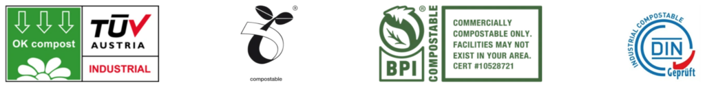 Zertifikate und Siegel zur biologischen Abbaubarkeit von Biokunststoffen.